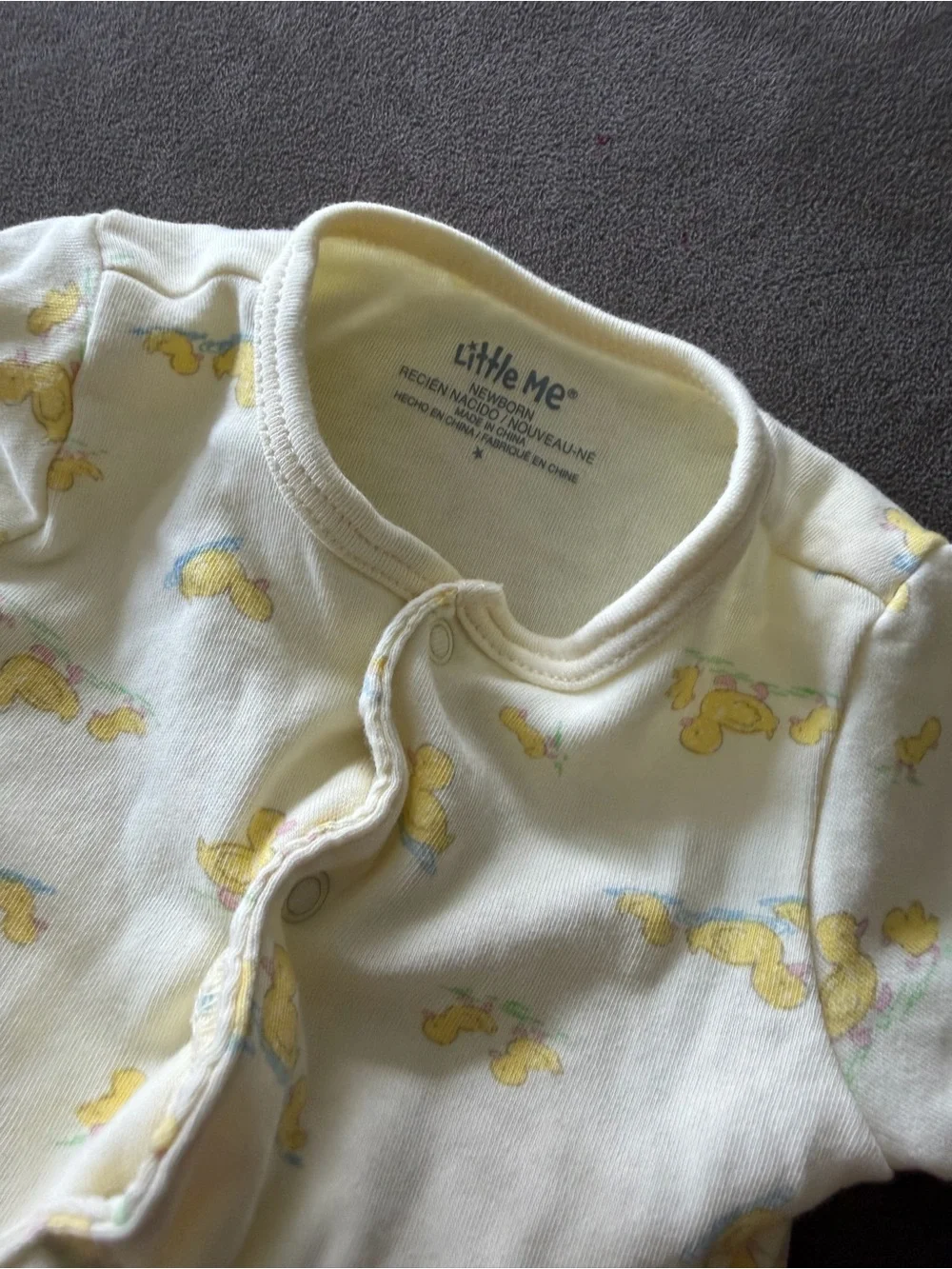 Little Me Yellow Duck-Print Footed One-Piece